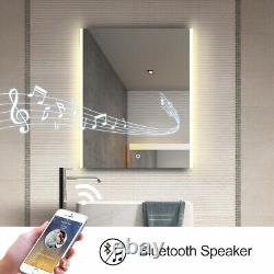 32x24in Illuminated LED Bathroom Mirror with Bluetooth Light Color Changing