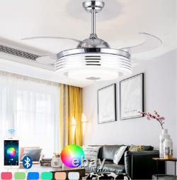 36/42 Bluetooth Invisible Ceiling Fan Light LED 7-Color Music Player Chandelier