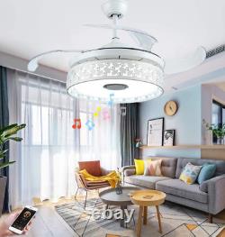 36/42 Bluetooth Invisible Ceiling Fan Light LED 7-Color Music Player Chandelier