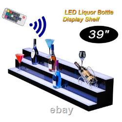 39 3 Step Lighted Liquor Bottle Display Shelf with LED Color Changing Lights