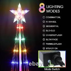 3PCS 4' 5' 6' LED Outdoor Christmas Tree Lights, Outside Lighted Cone Xmas Decor