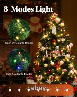4.5ft6.5ft Artificial Christmas Tree with Color Changing LED Lights 8 Modes