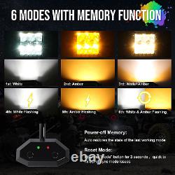 4 Inch LED White/Amber Flood Strobe Work Light Pods RGB Color Changing OffRoad