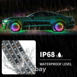 4 LED Wheel Ring Lights 15.5IP68 Change RGB+Chasing Color Bluetooth APP control