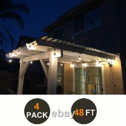 4 Pack of 48FT Outdoor Waterproof Commercial Grade Patio LED String Light Bulbs