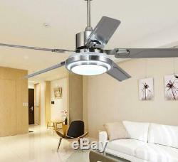 42/52 Ceiling Fan Light with 3-Color Change LED 5 Stainless Steel Blades Remote
