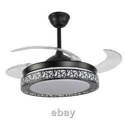 42 Ceiling Fan Light Remote Bluetooth Speaker LED 3 Light Retractable Blades US