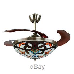 42 Classical Retractable Ceiling Fan Light 3 Color Change LED Chandelier Remote