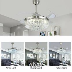 42 Crystal Chandelier Ceiling Fan LED Light Remote Fandelier 3 Color change