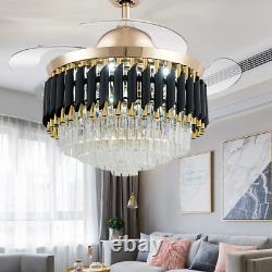 42 Invisible LED 3-Color Change Ceiling Fan Light Luxury Crystal Chandelier