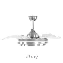 42 Retractable 65W LED Ceiling Fan Dimmable Lights 4 Blades Remote Control