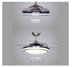 42 Retractable Blades Dimmable LED Ceiling Fan Light Remote Control Lamp