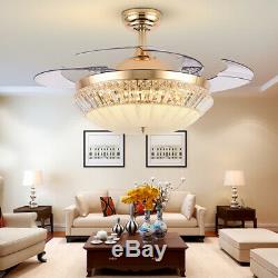 42 Retractable Ceiling Fan Light Lamp Remote Control Dimmable LED Chandelier US