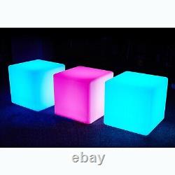 43.5cm LED Cube Chair Color-Changing LED Lighting Home Bar Hotel Decor Stool NEW