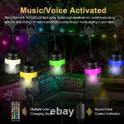 43FT Waterproof LED String Lights Bulbs Cafe RGB Color Changing Lamp with2 Remote