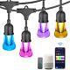 48/96FT Outdoor Color String Light Smart Patio Lights Dimmable Bulbs 2.4GHz WiFi