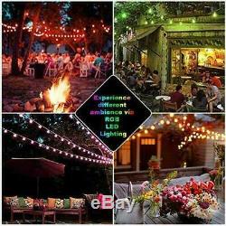 48FT Color Changing Outdoor String Lights, RGB Cafe LED String Light with 15+3