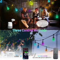 48FT LED Bulb String Lights Outdoor Compatible with Alexa/Google Assistant RGBCW