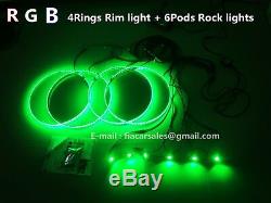 4Rings15.5 RGB Color Change Wheel Rim Lights+ 6Pods RGB Rock Lights (Bluetooth)