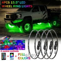 4X 15.5 IP68 RGB Color Changing Bluetooth LED Wheel Lighting Rings Lights