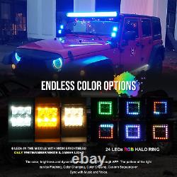 4X 4 Inch LED White/Amber Flood Strobe Work Light Pods RGB Color Changing