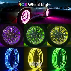 4pcs 17.5 LED Wheel Ring Rim Lights RGB Color Changing Bluetooth Remote Control