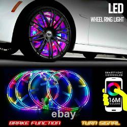 4pcs LED Wheel Ring Light Kit Rim 15.5 RGB Color Changing Bluetooth Double Side