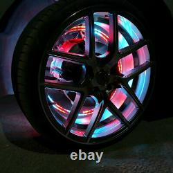 4pcs LED Wheel Ring Light Kit Rim 15.5 RGB Color Changing Bluetooth Double Side