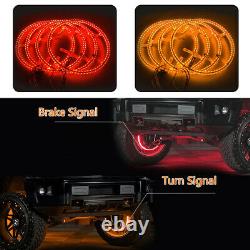 4x 14 LED Wheel Ring Lights IP68 Changing RGB+Chasing Color Bluetooth Control
