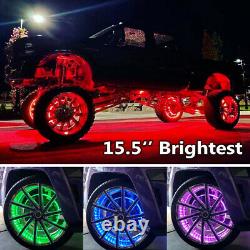 4x 15.5'' Double Row LED Wheel Ring Lights RGB Color Change IP68 Bluetooth Ctrl