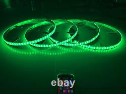 4x 15.5'' Double Row LED Wheel Ring Lights RGB Color Change IP68 Bluetooth Ctrl
