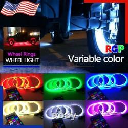 4x 15.5 IP68 Adjustable RGB Color Changing Bluetooth LED Car Wheel Rings Lights