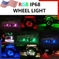 4x 15.5 IP68 Adjustable RGB Color Changing Bluetooth LED Car Wheel Rings Lights
