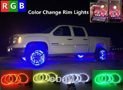 4x 15.5 IP68 RGB Color Changing Bluetooth illuminated LED Wheel Rings Lights