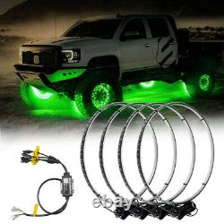 4x 15.5 LED Wheel Ring Lights IP68 Changing RGB+Chasing Color Bluetooth Control