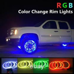 4x 15.5 LED Wheel Ring Lights Rim RGB Color Changing Turn Signal IP68 Bluetooth