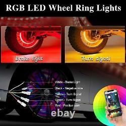 4x 15.5 LED Wheel Ring Rim Lights RGB Color Changing Turn Signal IP68 Bluetooth