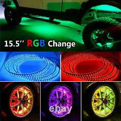 4x 15.5 LED Wheel Rings Lights RGB Color Changing Turn&Brake Signal Bluetooth