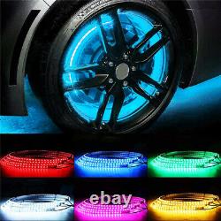 4x 15.5inch IP68RGB Color Changing Bluetooth illuminated LED Wheel Rings Lights