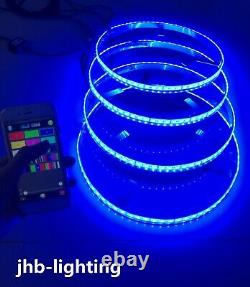 4x 17.5IP68 Bluetooth Ctrl RGB Color Changing illuminated LED Wheel Ring Lights