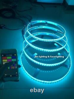 4x 17.5IP68 Bluetooth Ctrl RGB Color Changing illuminated LED Wheel Ring Lights