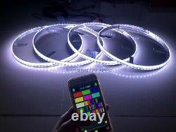4x 17.5IP68 RGB Color Changing LED Blue-tooth Control Wheel Rings Rim Light Set