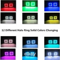 4x 3 24W Led Work Light Spot Pods Bluetooth RGB Halo Color Change Chasing Kits