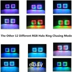 4x 3 24W Led Work Light Spot Pods Bluetooth RGB Halo Color Change Chasing Kits
