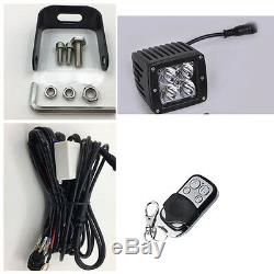 4x Amber/White/Strobe Dual Color LED Work Light Cube 3X3 Pods Offroad + Wiring