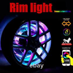 4x IP68 Adjustable RGB Color Changing Bluetooth LED Car Wheel Rings Lights