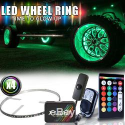 4x LED Wheel Ring Lights IP68 Pro RGB-W Color Changing Remote Controlled 15