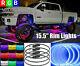 4x15.5 Adjustable RGB Color Changing Bluetooth LED Truck Car Wheel Rings Lights