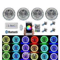 5-3/4 Bluetooth Cell Phone RGB SMD Color Change LED Halo Angel Eye Headlight Set