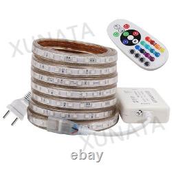 5050 RGB LED Strip Lights Warterproof 60Leds/m 24key IR Controller+110V US Plug